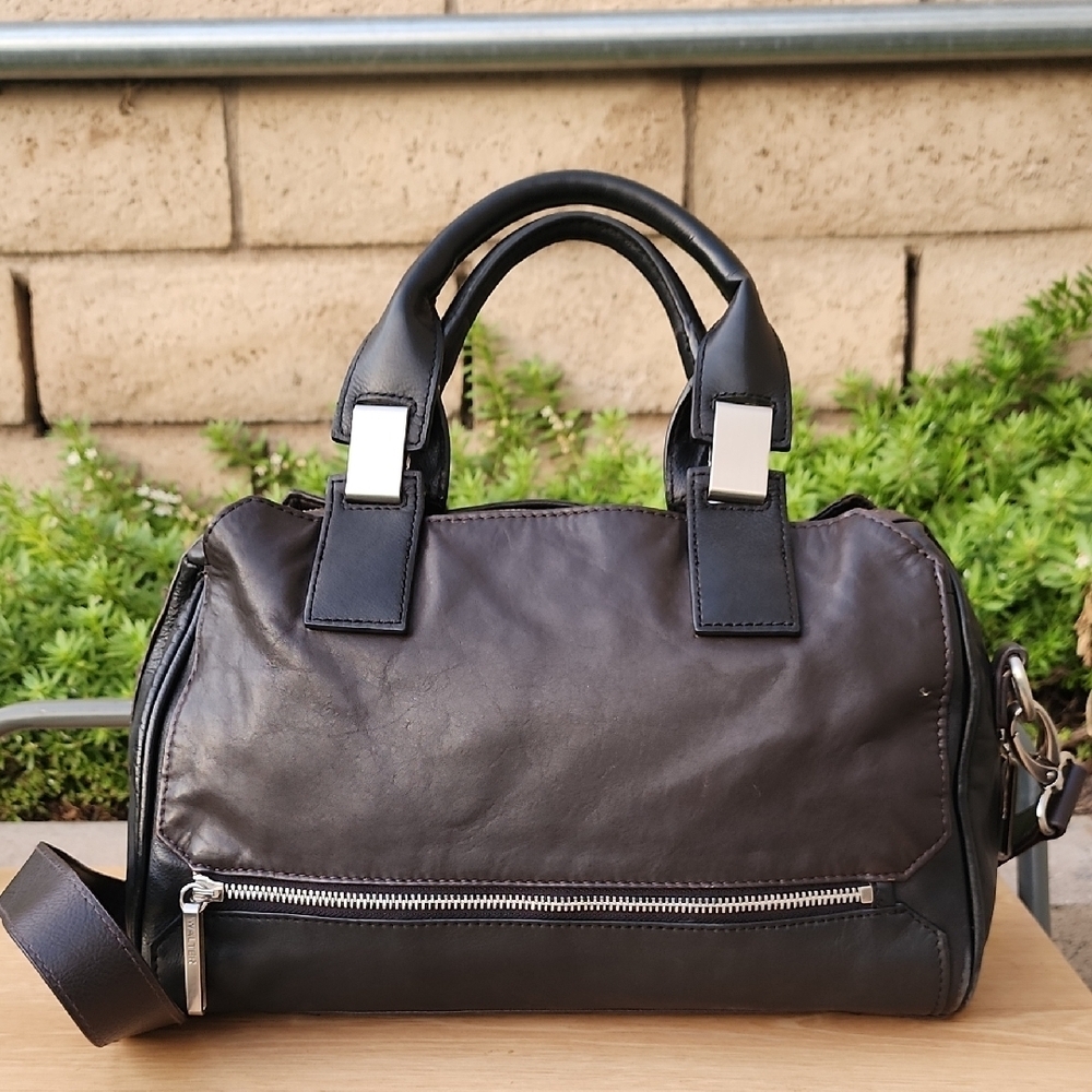 WALTER By Walter Baker Leather Top Handle Black Bown Shoulder Handbag